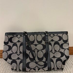 Coach Black and Gray Signature Tote